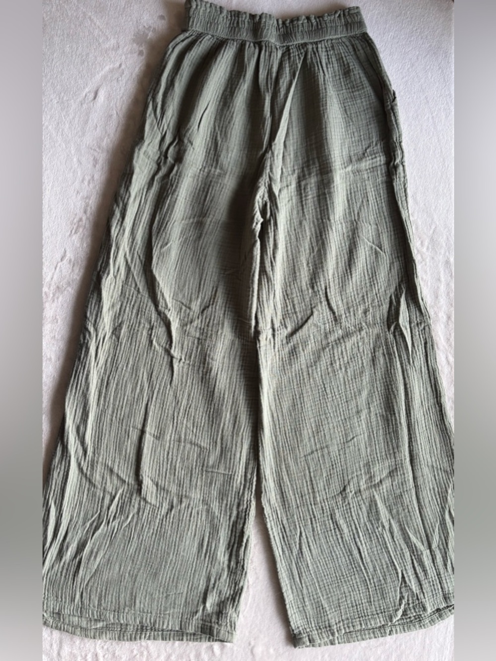 AERIE 100% Cotton Olive Green Wide Leg Pants Size Small